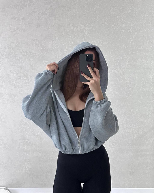 Жіноча стильна та тепла зіп-худі оверсайз тринитка на флісі Меланж Одеса - фото 3