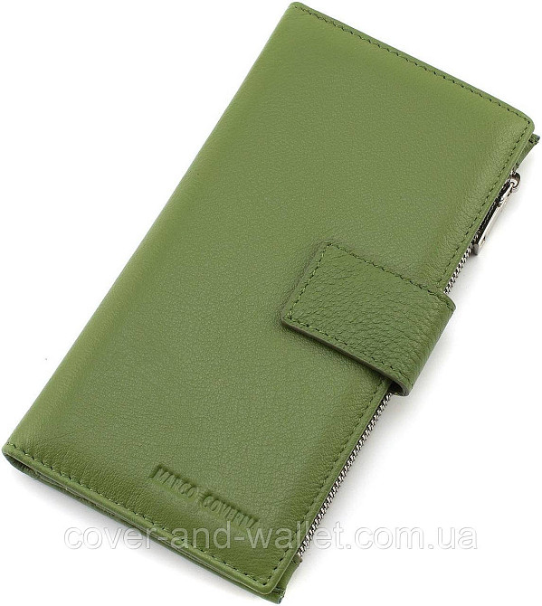 Стильний шкіряний жіночий гаманець зеленого кольору Marco Coverna  MC 0134-19 Київ - фото 12