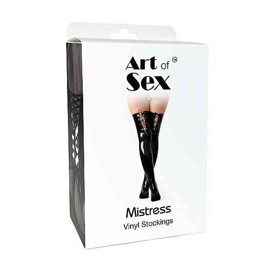 Лаковані панчохи зі шнурівкою Art of Sex - Mistress, червоні, розмір L Sex Aura Київ