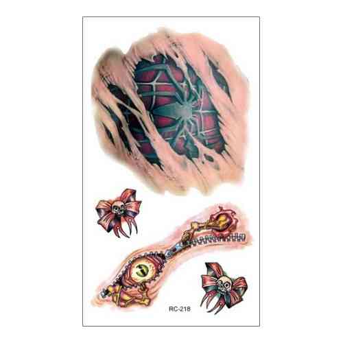 Тату Хелловін шрами черепа 10 на 6 см червоний Київ