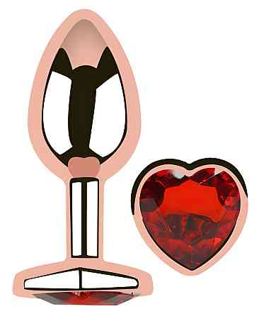 Анальна пробка з кристалом EGZO - Rose Gold Heart Plug Red size S Sex Aura Київ