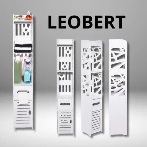 Підлогова шафа пенал Leobert Cubic 120 см для ванної кімнати вузька меблі з полицями та дверцятами Київ - фото 10