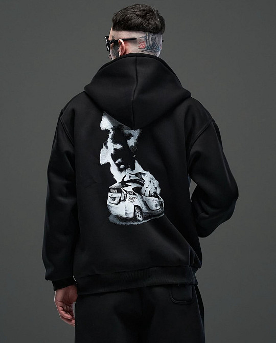 Костюм оверсайз Police on Fire – худі та джогери з принтом горить Пріус Чернівці - фото 3