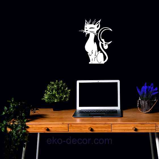 Декоративное настенное 3D Панно «Кот» Декор на стену с объемом 50*37 см, Белый Киев