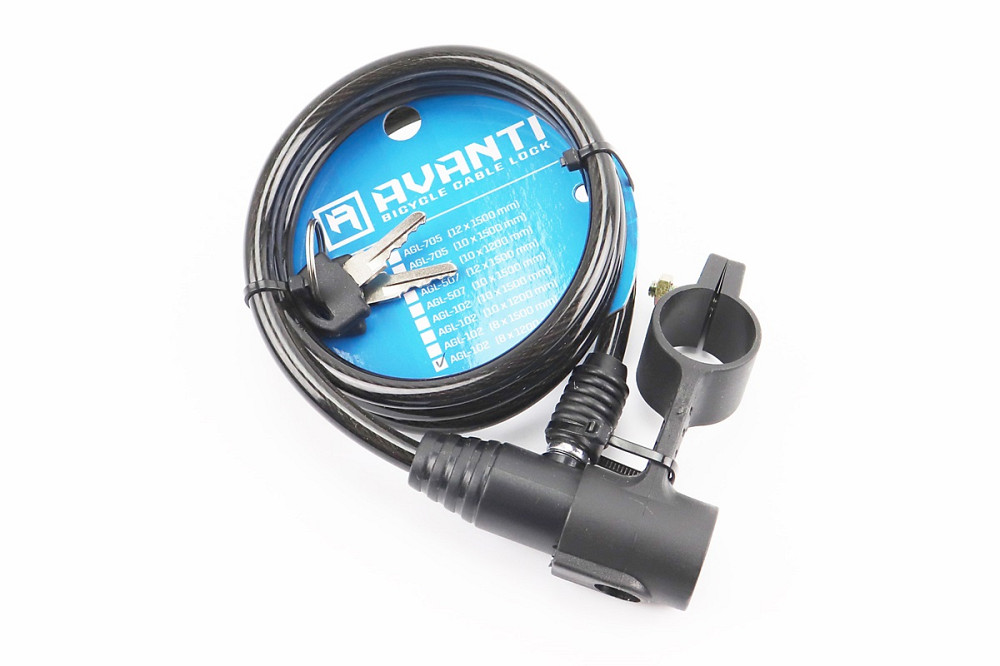 Замок протиугінний тросовий 1200х8мм під ключ, кріплення за трубу сидіння, AGL-102 Київ - фото 1