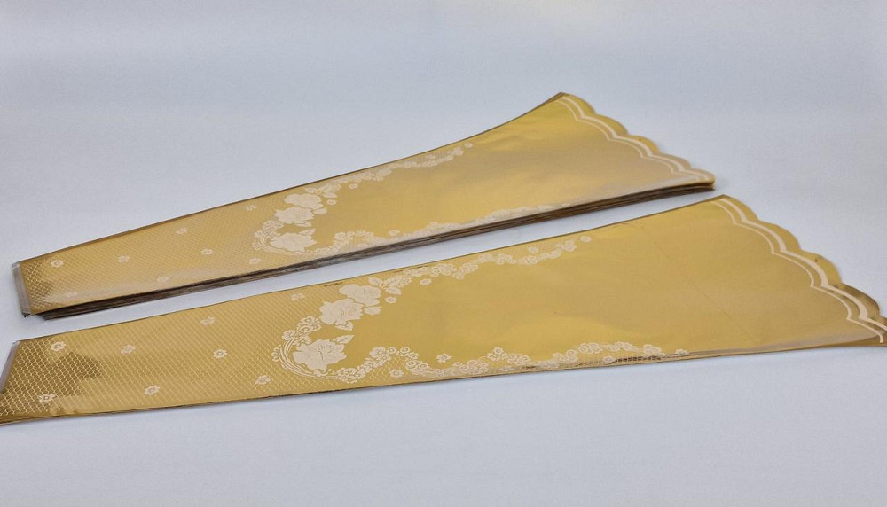 Конусне паковання під квіти h70/10низ/30верх метал золотий (100 шт.) візерунок134 (2) (100 шт.) Харків - фото 1