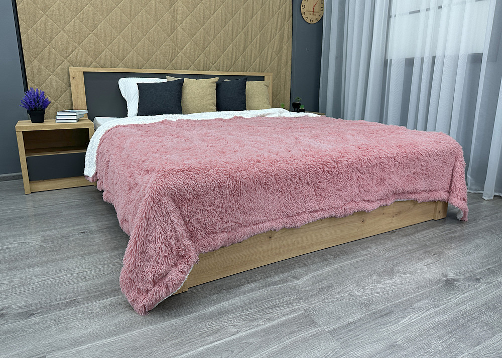 Плед-покривало 200х230 см (+-10см) Травка на овчині колір рожевий з білим (87-215) Київ - фото 5