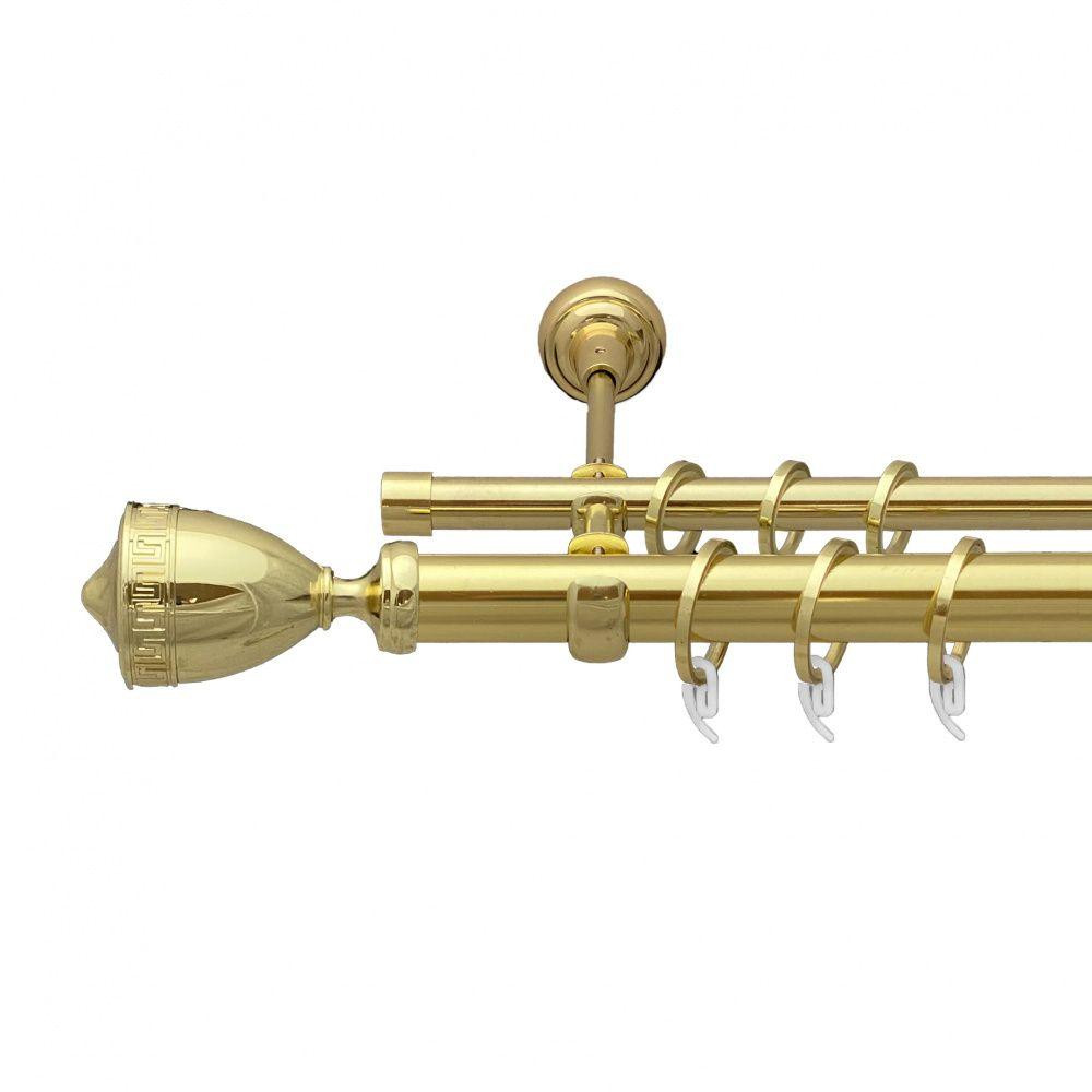 Карниз Orvit Афіна металевий дворядний відкритий гладка труба кільце фасонне металеве  Золото 25\16 мм 300 см (7035408) Львів - фото 1