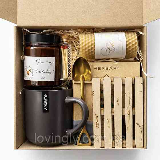 Подарок для мужчины, отца, друга или брата - мужской набор с чашкой, чаем и медом Ирпень