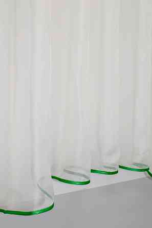 Кухонний комплект VR-Textil № 051к тюль і шторки з підв'язками зелений з молочним 270х170 см (50-778) Київ