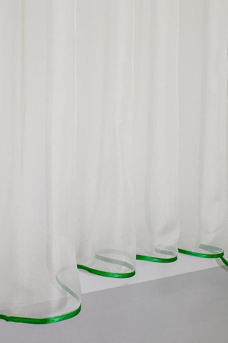 Кухонний комплект VR-Textil № 051к тюль і шторки з підв'язками зелений з молочним 270х170 см (50-778) Київ - фото 5