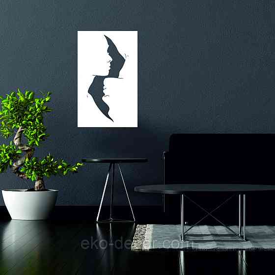 Декоративне настінне 3D Панно «Силует пари», Декор на стіну з об'ємом 110*68 см, Білий Київ