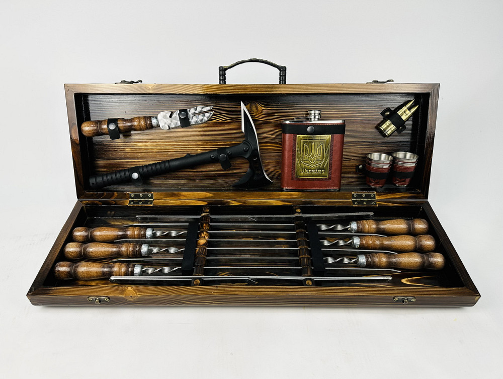 Подарунковий набір шампурів у дерев'яному кейсі ВІКІНГ HAPPY DAYS Тернопіль - фото 1