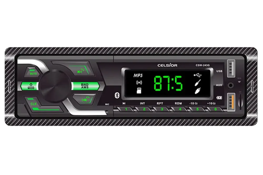 Автомагнитола Celsior CSW- 243G Green BT/USB+USB Charge/MicroSD/ISO/доп. разъем (без радиатора) Винница - изображение 2