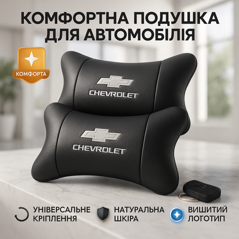 Дорожня подушка в автомобіль Chevrolet Шевроле, Подарунок автолюбителю, Подушки під голову автомобіль AS-32 Львів - фото 16