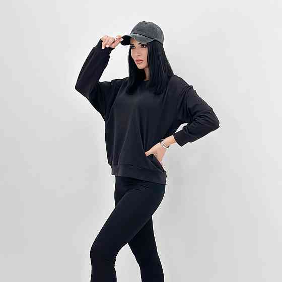 Базовий світшот з двонитки "Kaplan" оптом | Батал Чорний, 50-52 Київ