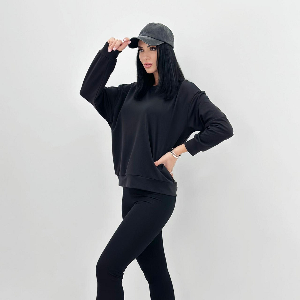 Базовий світшот з двонитки "Kaplan" оптом | Батал Чорний, 50-52 Київ - фото 2