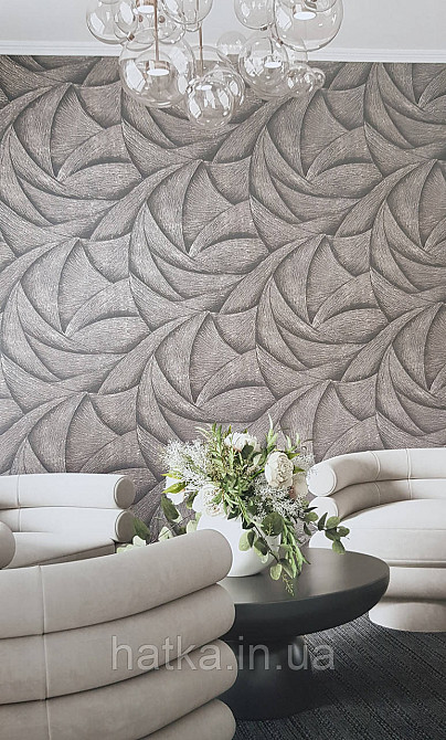 Шпалери вінілові на флізеліні Ritus Marburg метрові геометрія смуги фігури 3д чорні срібло бронза Київ - фото 1