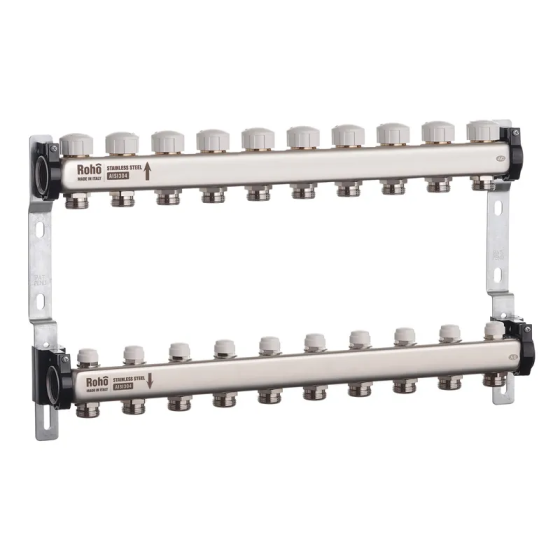 Колектор з термостатичними та запірними клапанами Roho R805-10 - 1"х 10 вих. (RO0064) Київ