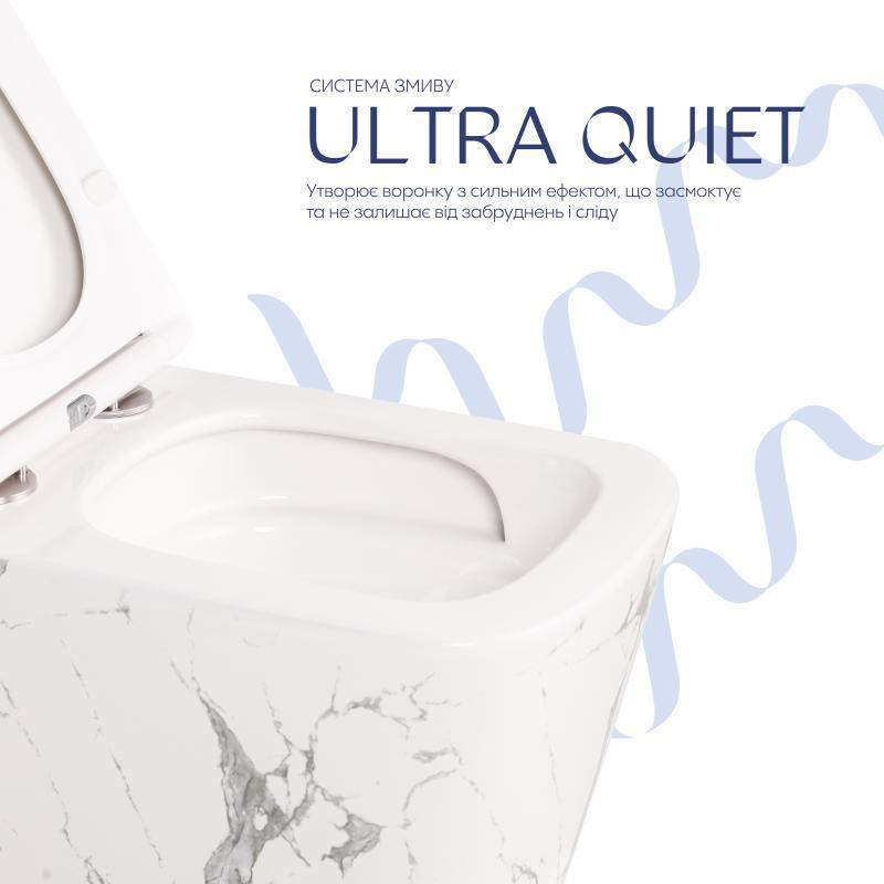 Унитаз подвесной Qtap Tern Ultra Quiet 520×345×325 мм, Marble, с сиденьем Slim Duroplast / Soft-close / Quick Release Киев - изображение 5