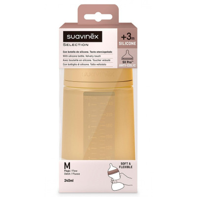 Бутылочка для кормления Suavinex Colour Essence силиконовая, медленный поток, 240 мл, мустард (308069) Винница - изображение 3