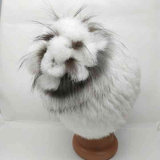 Шапка меховая женская цветок Белла кролик Rex Белый Харьков