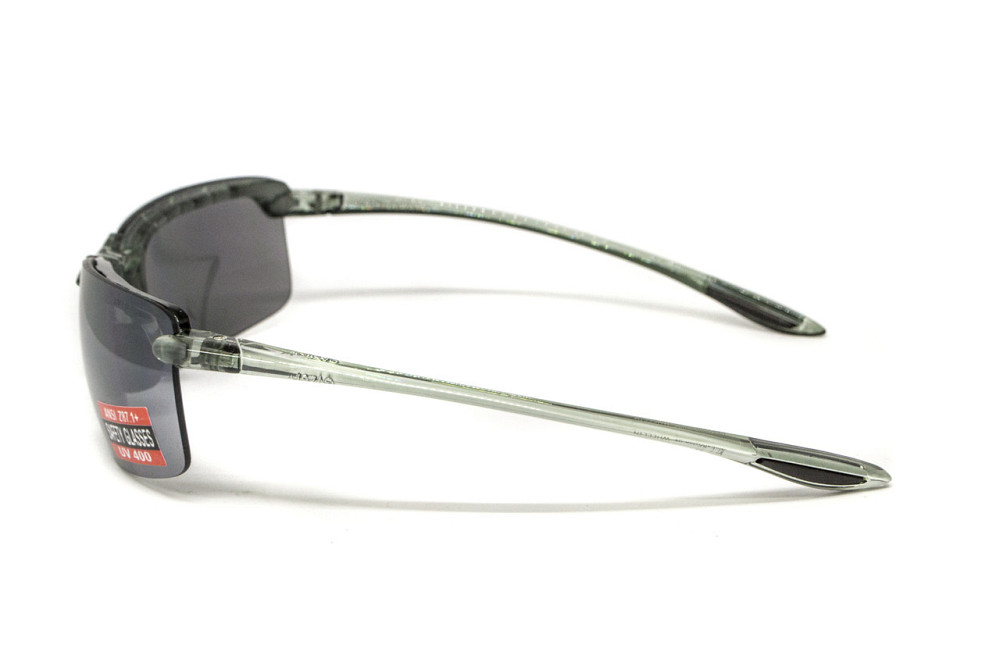 Окуляри захисні Global Vision Wheelin Crystal Gray (flash mirror), дзеркальні сірі лінзи в сірій напівпрозорій оправі Запоріжжя - фото 7