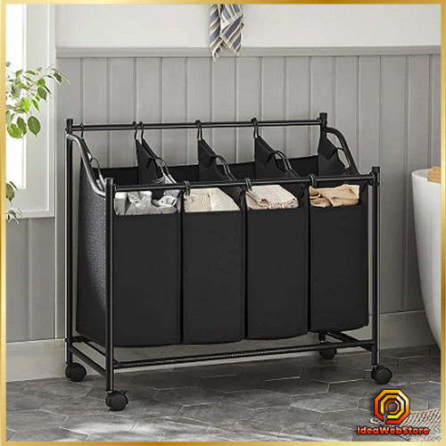 Кошик для білизни на коліщатках сортувальний з кришкою і відділеннями для зберігання брудної білизни Leobert Breesal Київ - фото 1