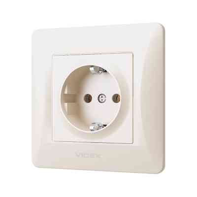 Розетка Videx BINERA 1ая із заземленням кремова (VF-BNSK1G-CR) Вінниця