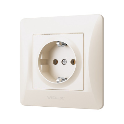 Розетка Videx BINERA 1ая із заземленням кремова (VF-BNSK1G-CR) Вінниця - фото 2