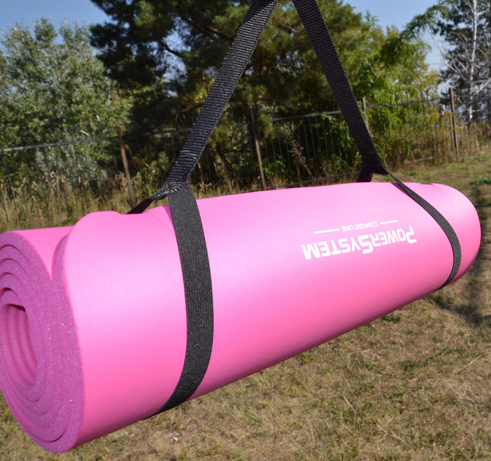 Коврик гимнастический для йоги фитнеса пилатеса Power System PS-4017 NBR Fitness Yoga Mat Plus Pink 180х61х1 Киев - изображение 7