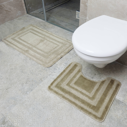 Набір килимків для ванної 2шт 50*80см+40*50см U-виріз Рамка Econom бежевий поліпропілен Дариана Житомир - фото 3