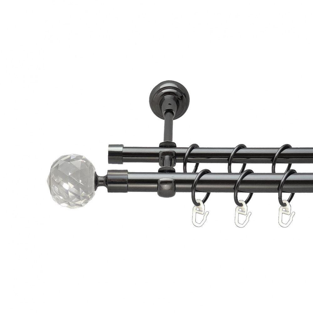 Карниз Orvit Люміера металевий дворядний відкритий гладка труба кільце металеве Онікс 19\16 мм 200 см (00-00014886) Львів - фото 1