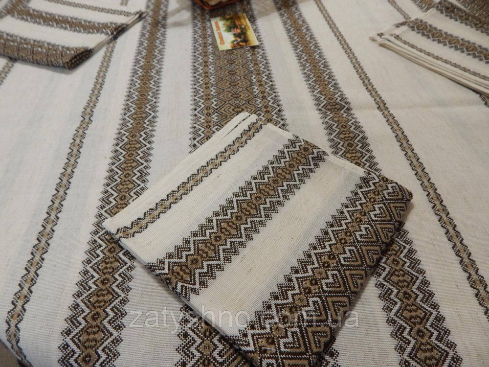 Кавова скатертина з серветками вишита на льону Київ - фото 6