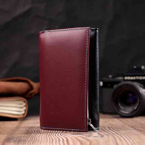 Місткий шкіряний гаманець у три складання для жінок (ST Leather) Київ