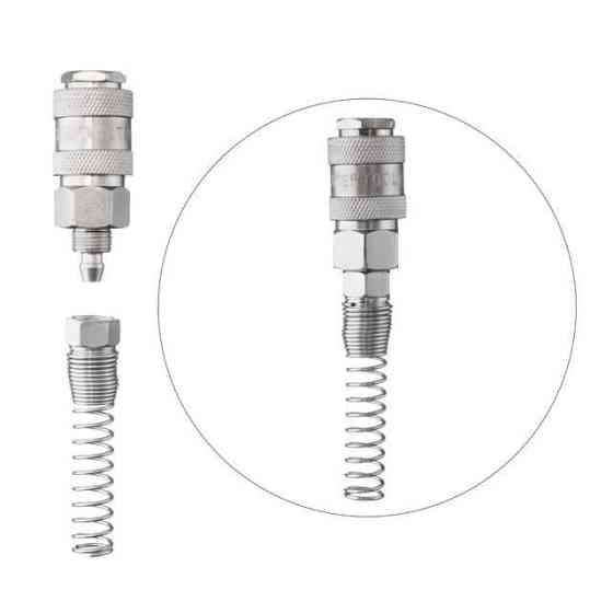 Быстроразъёмное соединение с пружиной для спиральных и прямых шлангов 5,5×8 мм INTERTOOL PT-1830 Киев