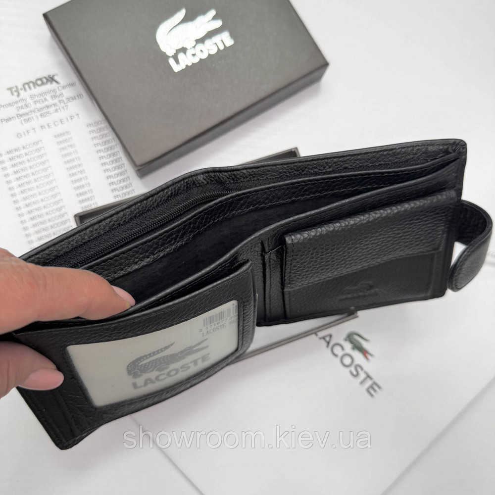 Чоловічий брендовий гаманець із натуральної шкіри на кнопці Lacoste (6605) Київ - фото 3
