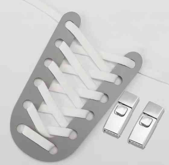 Еластичні шнурки без зав'язок з металевими застібками Білий Смела