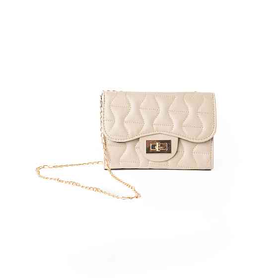 Сумка женская через плечо, сумочка клатч со стеганым узором и ручкой-цепочкой, Бежевый Каменец-Подольский