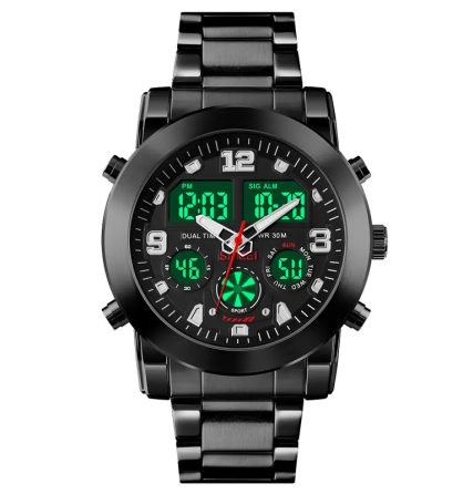 Чоловічий наручний класичний годинник Skmei 1642 (Чорний з чорним циферблатом) Вінниця