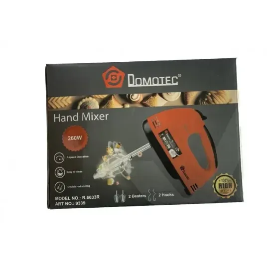 Миксер 7 скоростей 260 Вт 2 венчика; 2 крюка для теста DOMOTEC R6633R Одесса