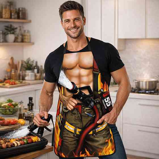 Фартук с приколом Пожарник 73 на 57 см разноцветный Киев