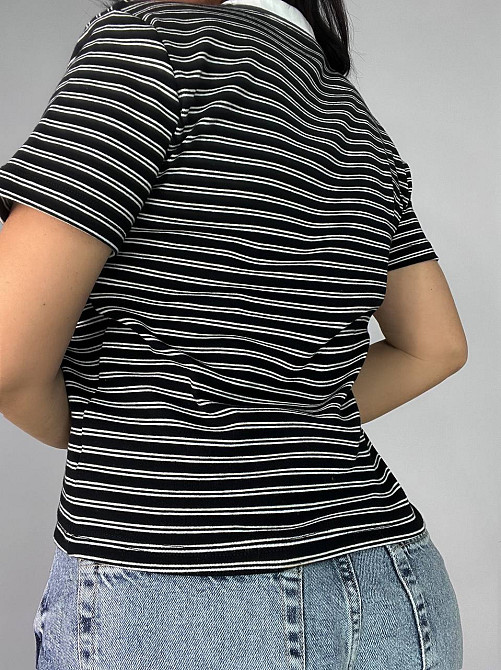 Футболка жіноча A-N 25189 в смужку базова модель середня довжина one size, чорний, one size Київ - фото 13