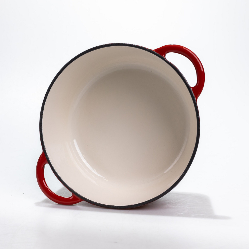 Каструля чавунна 2.5 л емальована з кришкою посуд для тушкування запікання томління кухонна Червона HP-1-14-RED Коломыя - изображение 3