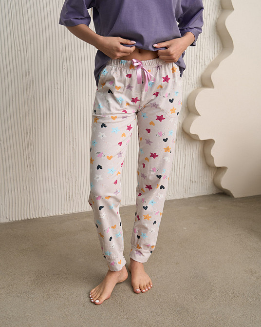 Женские пижамные штаны - в мелкие сердечки и звезды Nicoletta 1114 M Киев - изображение 1