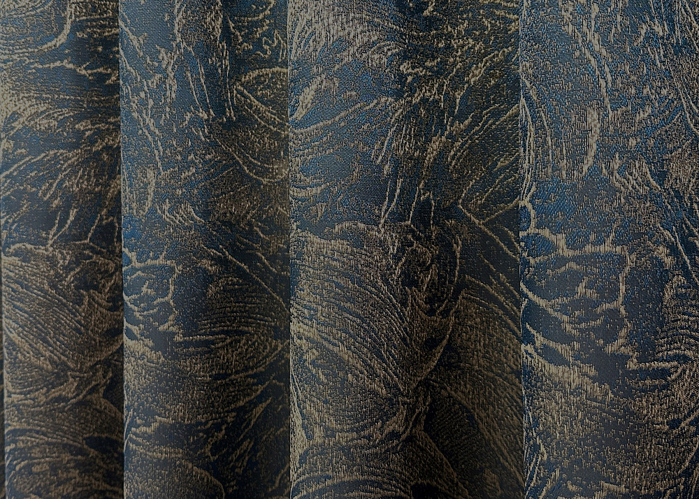 Комплект штор на люверсах VR-Textil Жаккард Fantasy № 1634ш Синий с золотистым 150х280 см 2 шт (37-0186) Киев - изображение 8