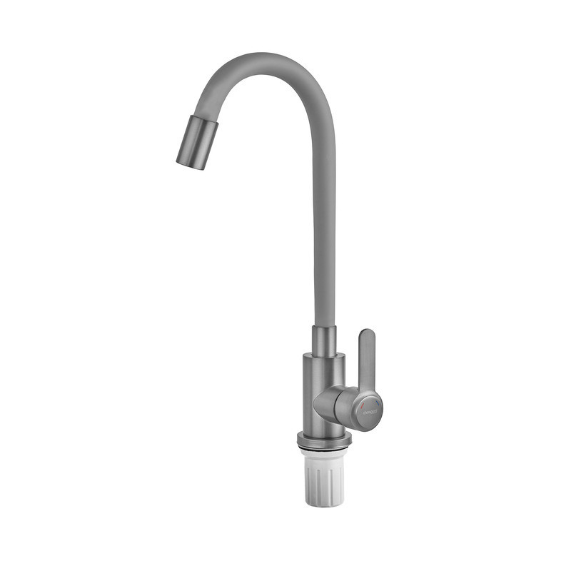 Кухонный смеситель Champion EZA-011 Graphite REFL.Gray с силиконовым серым изливом из нержавеющей стали (CH6566) Харьков - изображение 3