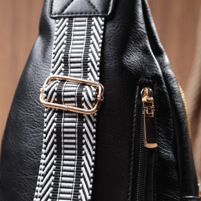 Сумка Vintage Слінг жіноча з екошкіри Чорна (22748) Вінниця - фото 5