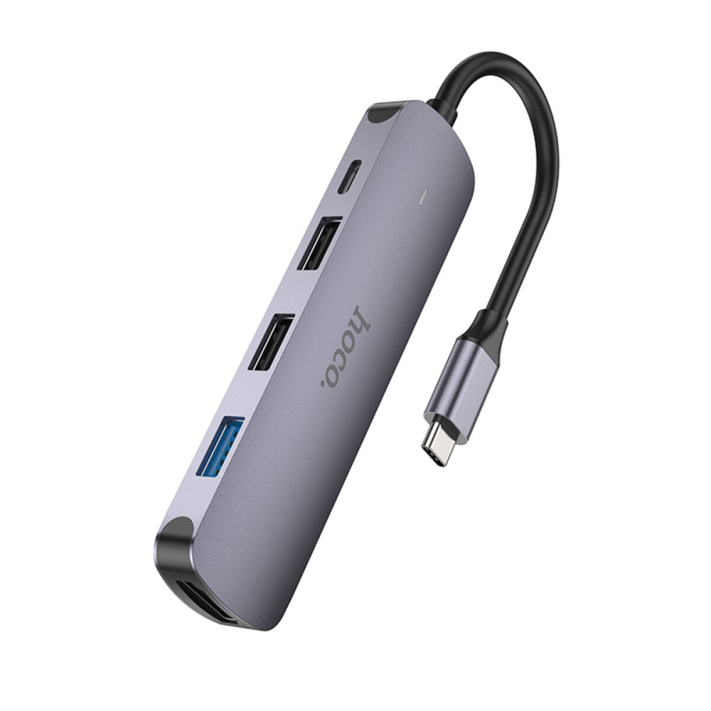 Кабель-перехiдник HOCO HB27 Type-C multi-function converter(HDTV+USB3.0+USB2.0*2+PD) Metal Gray Київ - фото 3