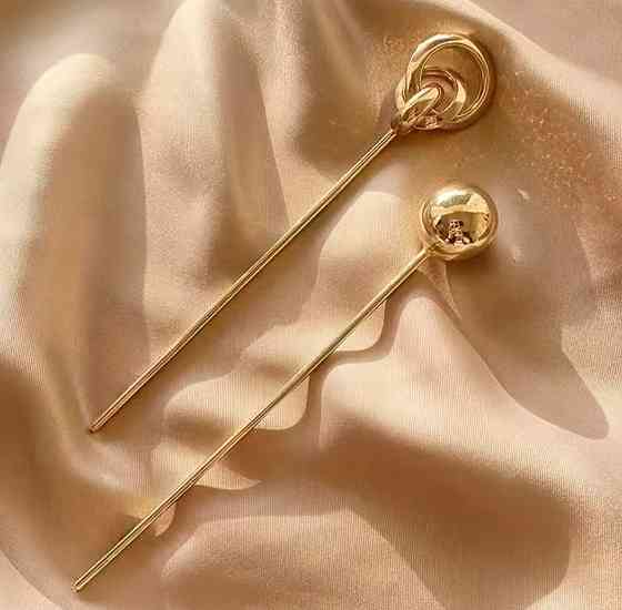 Шпильки для волос металлические набор 4 шт золотистые серебристые палочки для пучка Киев